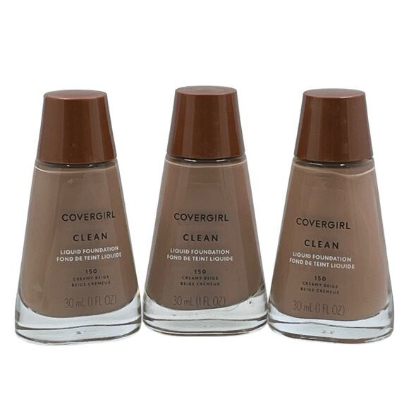 Covergirl Clean Liquid Foundation 150 Creamy Beige Lot of 3 New - Picture 1 of 8